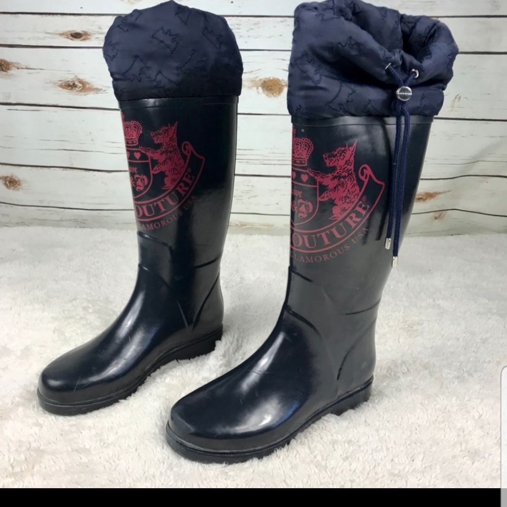 Juicy Couture Black Pink Rainboots